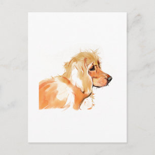 Cocker Spaniel Greeting Card, Watercolor Postcard