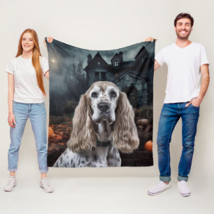 Cocker Spaniel Halloween Scary Fleece Blanket