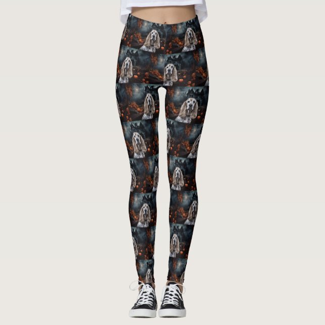 Cocker Spaniel Halloween Scary Leggings (Front)