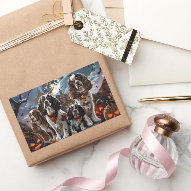 Cocker Spaniel Halloween Spooky Rectangular Sticker (Gifting)
