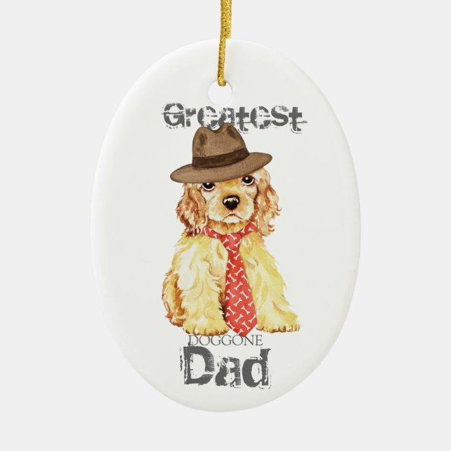 Cocker Spaniel Heart Dad Ceramic Ornament (Front)
