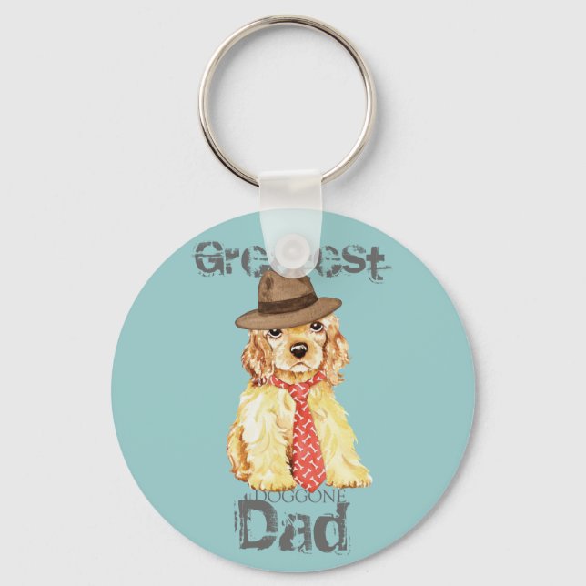 Cocker Spaniel Heart Dad Key Ring (Front)