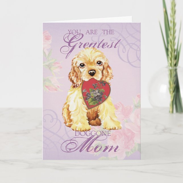 Cocker Spaniel Heart Mum Card (Front)