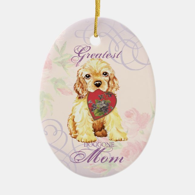 Cocker Spaniel Heart Mum Ceramic Ornament (Front)
