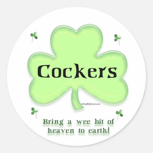 Cocker Spaniel Heaven; St. Patrick's day Cocker  Classic Round Sticker (Front)