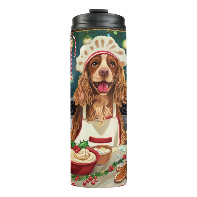 Cocker Spaniel Holiday Baking: Festive Christmas Thermal Tumbler (Front)