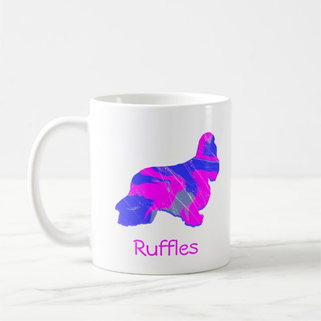 Cocker Spaniel Hot Pink Dog Silhouette Coffee Mug (Left)