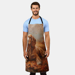 Cocker Spaniel in Autumn Leaves Fall Inspire Apron
