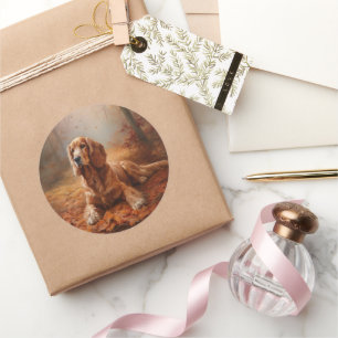 Cocker Spaniel in Autumn Leaves Fall Inspire Classic Round Sticker