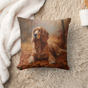 Cocker Spaniel in Autumn Leaves Fall Inspire Cushion