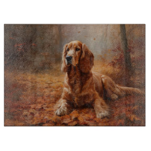 Cocker Spaniel in Autumn Leaves Fall Inspire Cutting Board