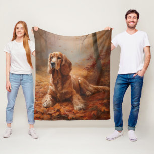 Cocker Spaniel in Autumn Leaves Fall Inspire Fleece Blanket