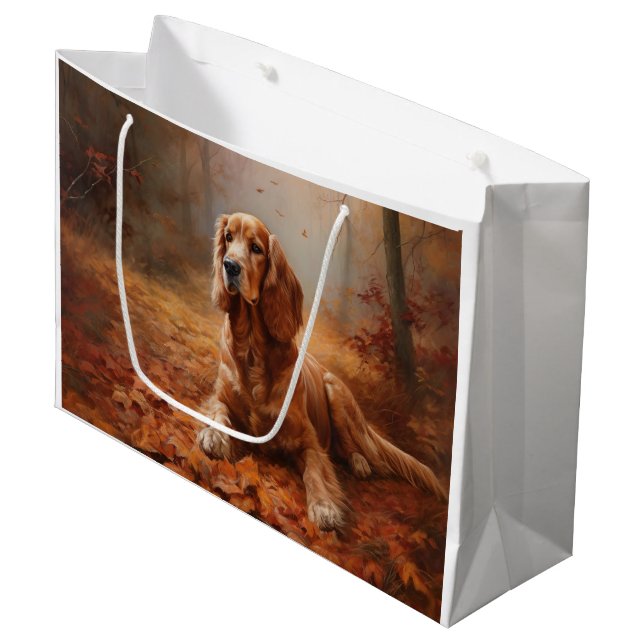 Cocker Spaniel in Autumn Leaves Fall Inspire Large Gift Bag (Front Angled)