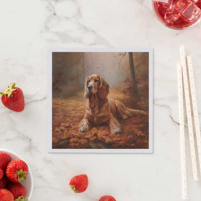 Cocker Spaniel in Autumn Leaves Fall Inspire Napkin (Insitu)