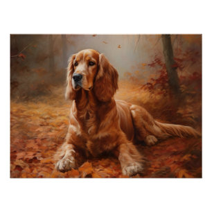 Cocker Spaniel in Autumn Leaves Fall Inspire Poster