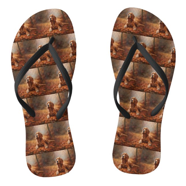 Cocker Spaniel in Autumn Leaves Fall Inspire Thongs (Footbed)