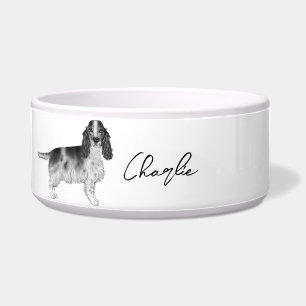 Cocker Spaniel In Black And White & Custom Name