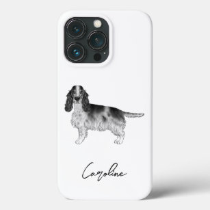 Cocker Spaniel In Black And White & Custom Name iPhone 13 Pro Case