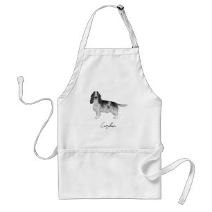 Cocker Spaniel In Black And White & Custom Name Standard Apron
