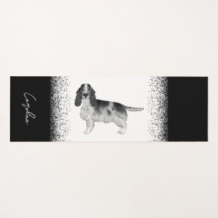 Cocker Spaniel In Black And White & Custom Text Yoga Mat