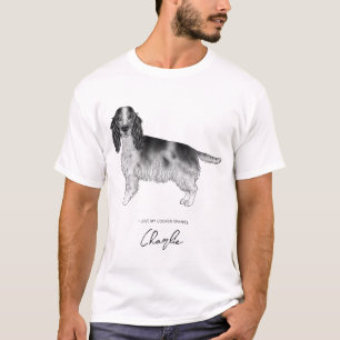 Cocker Spaniel In Black & White With Custom Text T-Shirt