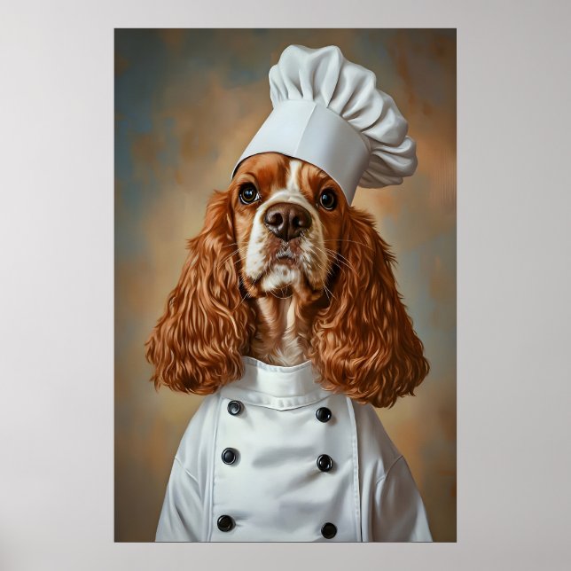 Cocker Spaniel In Chefs Hat Poster, Pet Poster (Front)