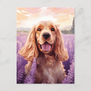 Cocker Spaniel in Lavender field Postcard