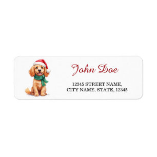 Cocker Spaniel in Santa Hat Christmas Return Address Label