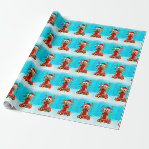 Cocker Spaniel in snow with Christmas gifts Wrapping Paper