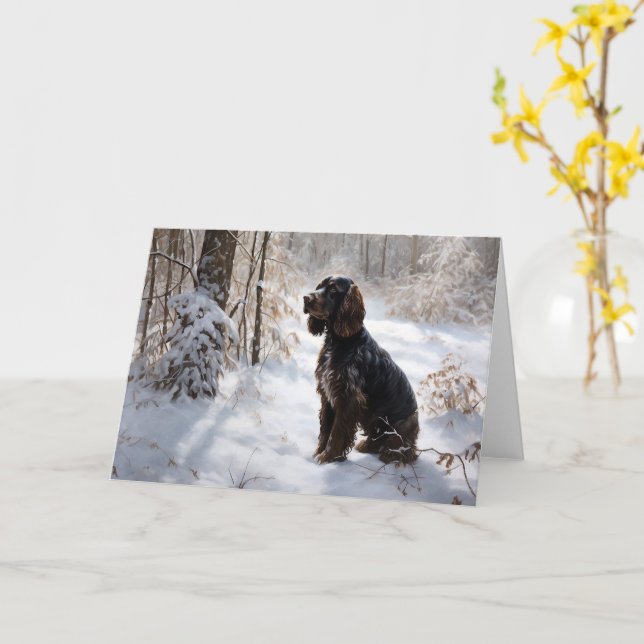 Cocker Spaniel Let It Snow Christmas  Card (Yellow Flower)