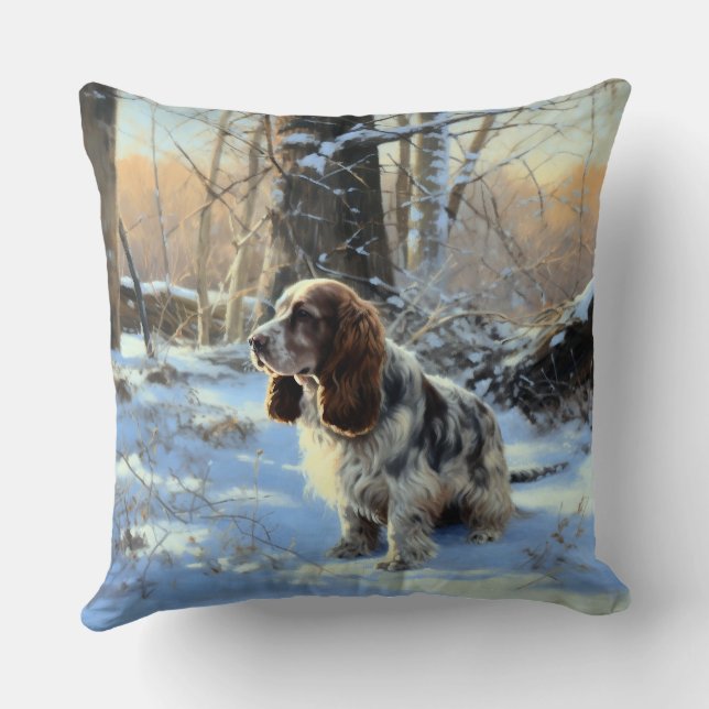 Cocker Spaniel Let It Snow Christmas  Cushion (Back)