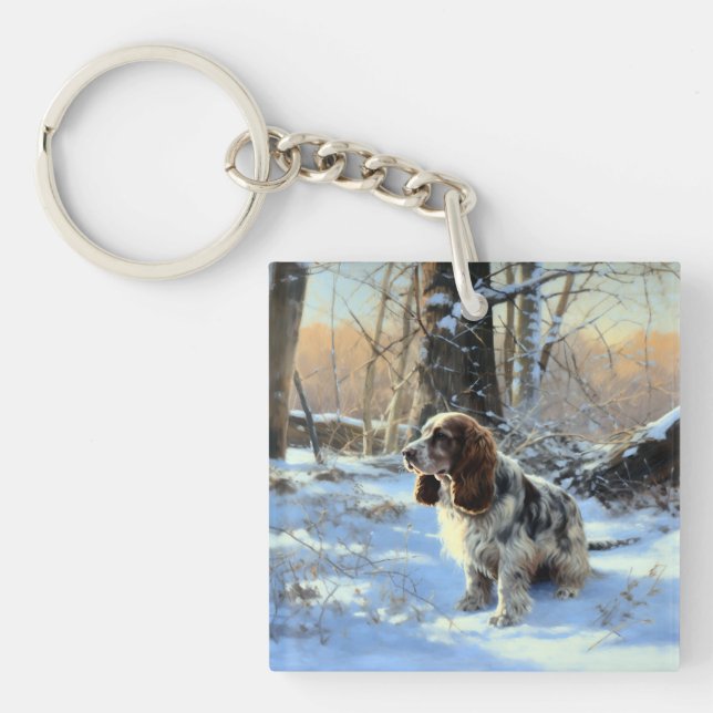 Cocker Spaniel Let It Snow Christmas  Key Ring (Front)
