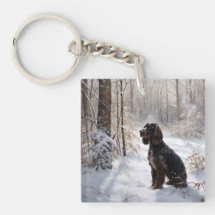 Cocker Spaniel Let It Snow Christmas Key Ring