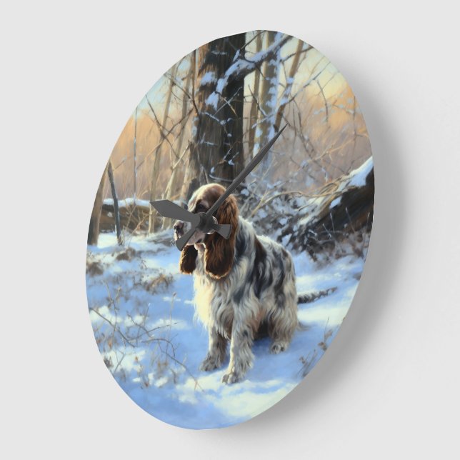 Cocker Spaniel Let It Snow Christmas  Large Clock (Angle)