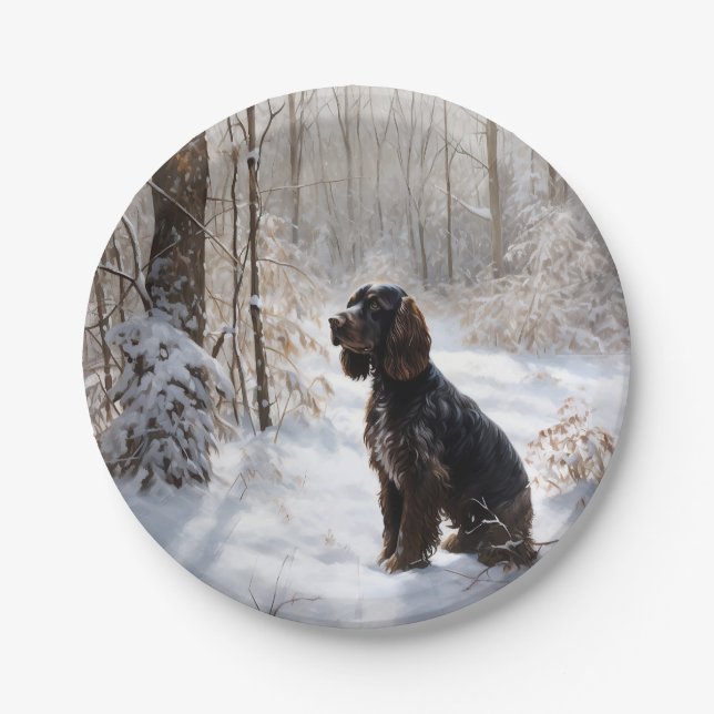 Cocker Spaniel Let It Snow Christmas  Paper Plate (Front)