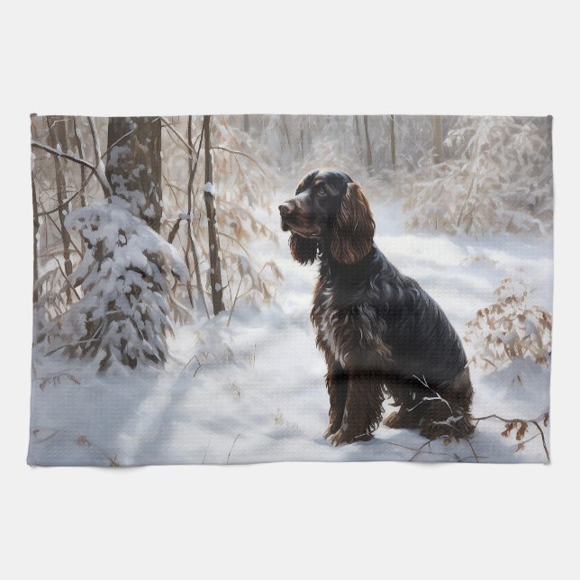 Cocker Spaniel Let It Snow Christmas  Tea Towel (Horizontal)