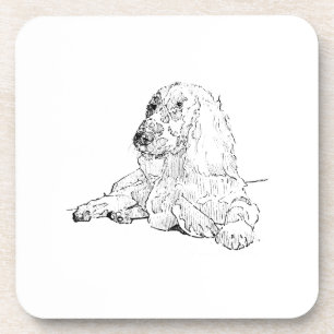 Cocker Spaniel Line Drawing Art Dog Coaster