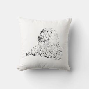 Cocker Spaniel Line Drawing Art Dog Cushion