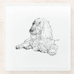Cocker Spaniel Line Drawing Art Dog Glass Coaster