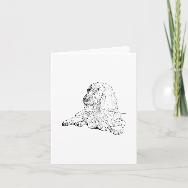 Cocker Spaniel Line Drawing Art Dog  Holiday Card (Front)