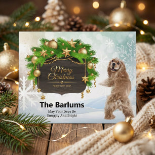 Cocker Spaniel Merry Christmas Personalised Holiday Postcard