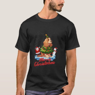 Cocker Spaniel Merry Christmas Tree Lights Dog X M T-Shirt