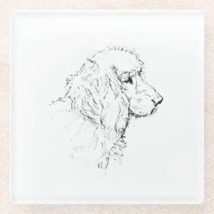Cocker Spaniel – Minimalist Dog Line Drawing Glass Coaster