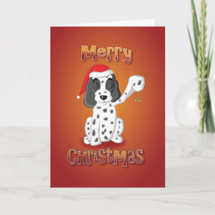 cocker spaniel - mistletoe - merry christmas holiday card