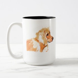 Cocker Spaniel Mug, Dog Mom Coffee Watercolor Two-Tone Coffee Mug