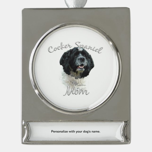 Cocker Spaniel Mum 2 Silver Plated Banner Ornament (Front)