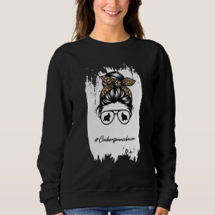 Cocker Spaniel Mum Dog Mum Bleached Messy Bun Leop Sweatshirt