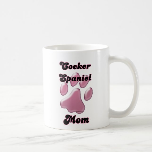 Cocker Spaniel Mum Pink Pawprint  Coffee Mug (Right)