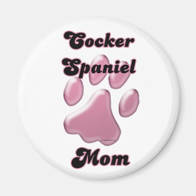 Cocker Spaniel Mum Pink Pawprint  - Magnet (Front)