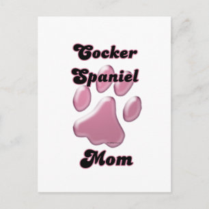 Cocker Spaniel Mum Pink Pawprint  Postcard